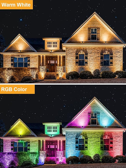 ZUCKEO 12W RGB Low Voltage Landscape Lights, LED Color Changing Landscape Lighting, IP66 Waterproof Outdoor Spotlight, 12V 24V Christmas Decorative Light for Yard Garden Path(12Pack)