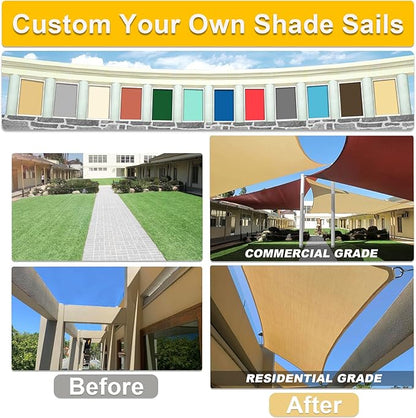 KANAGAWA Sun Shade Sail Curved 16'X20' Cream Rectangle Outdoor Shade Cover UV Blovk Canopy for Patio Garden Backyard Heavy Duty Permeable 185GSM (We Make Custom Size)