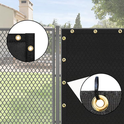 UPGRADE Privacy Screen 3' x 16' Fence Commercial Shade Cover with Brass Grommets Heavy Duty Perfect for Outdoor Back Yard, Black, Customizable