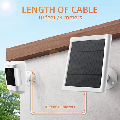 5 Pack IP65 Solar Panel for Rings Camera, 4W Solar Charger Compatible with Rings Spotlight &All-New Stick Up Outdoor Cam Battery, 10ft Long Cable with USB-C to Barrel Plug Adapter
