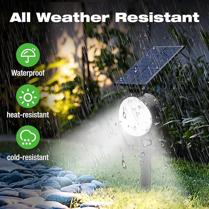 nipify Solar Lights Outdoor Waterproof, Spot Lights- 4 Pack/53 LED/3 Modes Solar Powered Spotlights 2-in-1 Auto On/Off Landscape Lighting for Outside Yard Wall Garden, Cool White