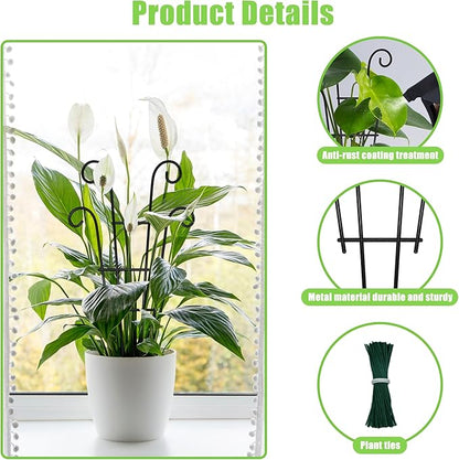 Coomin Small Plant Trellis for Climbing Plants Indoor, 14.5in Metal House Plant Trellis for Potted Plants, Mini Plant Support for Hoya Pothos, Black