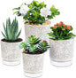 Self Watering Pots for Indoor Plants, 5 & 4 Inch Stylish Flower Pots, Set of 4 Modern Planters with Self Watering Plant Feature (Crack Texture)