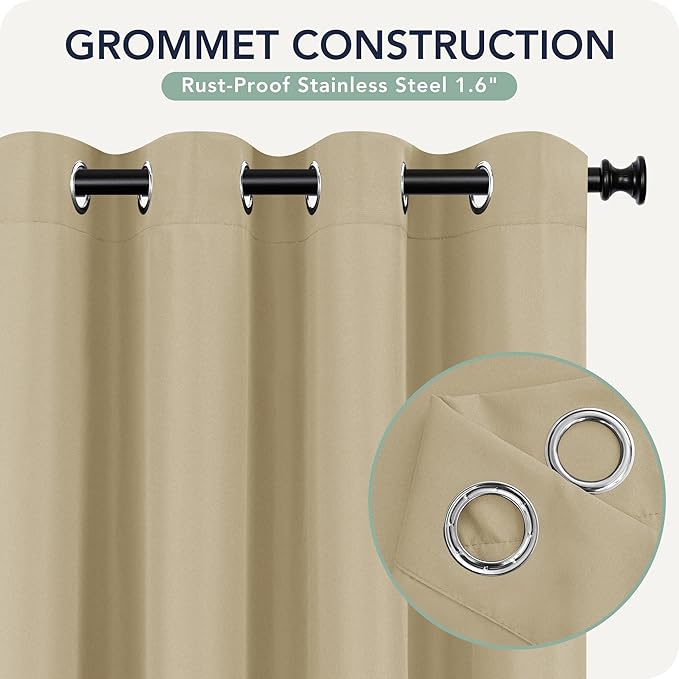 Outdoor Curtains for Patio Waterproof 6 Panels - Windproof, Privacy, Weatherproof Outside Drapes for Gazebo Pergola Porch, Grommet Top and Tab Bottom, 54x84 Inch, Cream