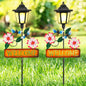 Lewondr Solar Garden Lights Bee, 37.4 Inch Solar Lamp Post Light with Welcome Sign & Bees, Outdoor Waterproof Solar Stake Lights for Yard Porch Patio Pathway Gardening Gifts, 2 Pack