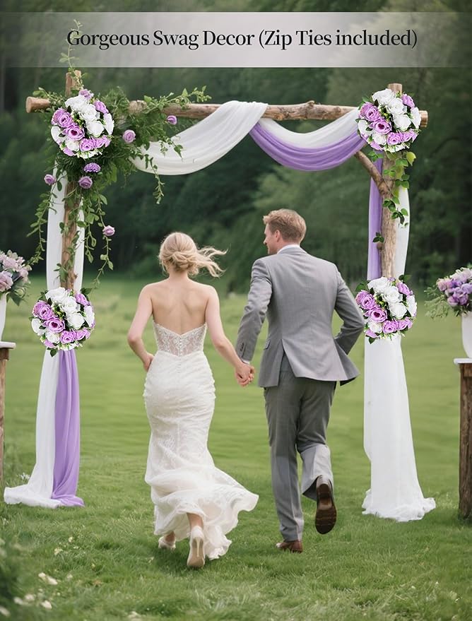 Artificial Flower Balls, Lilac and White Silk Rose Centerpieces