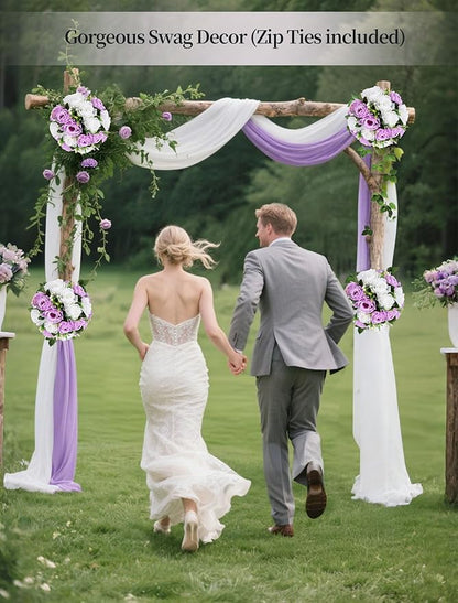 Artificial Flower Balls, Lilac and White Silk Rose Centerpieces