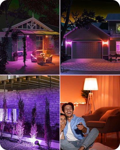 EDISHINE PAR38 Purple & Orange LED Flood Light Bulbs Outdoor, Dimmable LED Light Bulb, 18W(120W Equivalent), Outdoor Weatherproof Light Bulb, E26 Base, 4 Pack