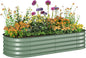 Outsunny 5' x 2' x 1' Galvanized Raised Garden Bed Kit, Outdoor Metal Elevated Planter Box with Safety Edging, Easy DIY Stock Tank for Growing Flowers, Herbs & Vegetables, Green