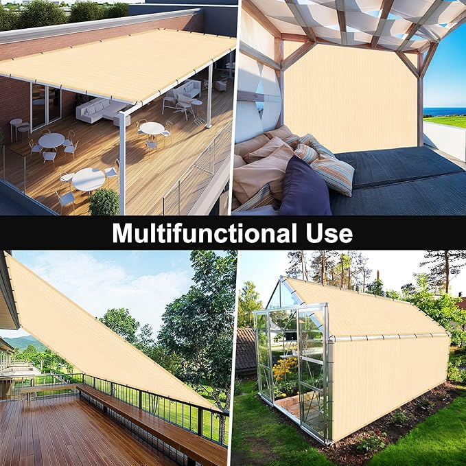 Artpuch 90% Sun Shade Cloth, 6 x 10 FT Pergola Shade Cover Canopy with Grommets, Sun Screen Fabric Tarp for Patio, Outdoor, Garden, Backyard, Wheat