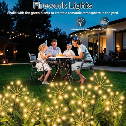 Solar Garden Lights 2 Pack Waterproof Swaying Starburst Light Solar Outdoor Lights for Yard Patio Walkway Pathway Party Wedding Decoration, Unique Gifts for Women, Warm White