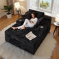 CHORRO67 Chaise Lounge Chair Indoor,Oversized Boneless Single Sleeeper Couch Bed,Corduroy Cloud Sofa with 3 Soft Pillows for Livingroom,Bedroom,No Assembly (Black)