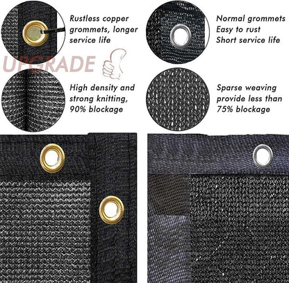 UPGRADE Privacy Fence Screen 5'x100' Black Outdoor 90% Visibility Blockage 170 GSM Mesh Shade Cover Panels for Backyard,Balcony,Home Decoration with Zip Ties,Customized Avaliable