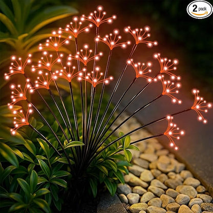 Solar Garden Lights 2 Pack Waterproof Swaying Starburst Light Solar Outdoor Lights for Yard Patio Walkway Pathway Party Wedding Decoration, Unique Gifts for Women, Orange