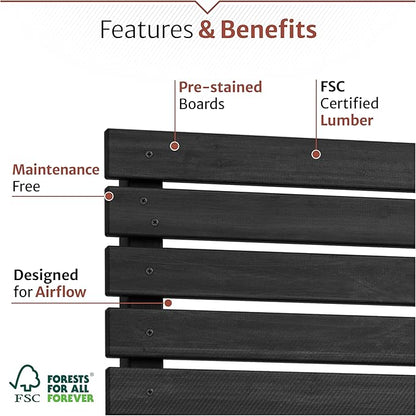 6ft H x 3.1ft W (1 Panel) No Dig Enclo Aspen Charcoal Wood Privacy Screen, Decorative Patio Privacy Screen, Great to Hide Trash Cans, Outdoor Privacy Fence Panel, Air Conditioner Fence, EC18042