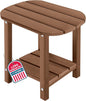 LZRS Outdoor Side Table - 2-Tier Adirondack HDPE Patio End Table for Pool, Porch,Balcony & Backyard,Weather Resistance for Indoor and Outdoor use(Brown)