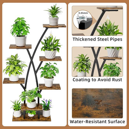 Plant Stand With Grow Lights - 7 Tiered Corner Shelf for Multiple Plants, 42" Metal Shelves, Flower Holder Display Rack for Indoor Home Patio Balcony