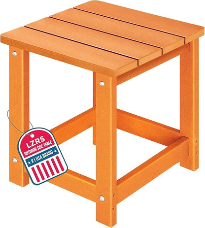 LZRS Adirondack Square Outdoor Side Table for Patio, Pool Composite Patio Table,HDPE End Tables for Backyard,Pool, Indoor Companion, Easy Maintenance & Weather Resistant(Orange)