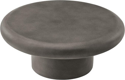 Modway Argos Round Concrete Coffee Table in Gray - Cement Low Coffee Table for Sitting on The Floor - Weather Resistant Stone Patio Coffee Table - Indoor Outdoor 34 Inch Center Table