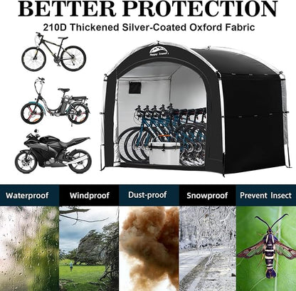 Storage Shed Bike Tent with Window, 210D Oxford Waterproof, Black
