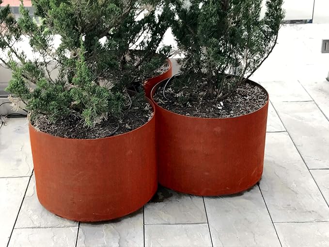 Plantercraft Large Round Planters for Outdoor Plants | 24 Inch Corten Steel Planter for Modern Patio, Deck & Entryway | Heavy Duty Metal Pot for Trees