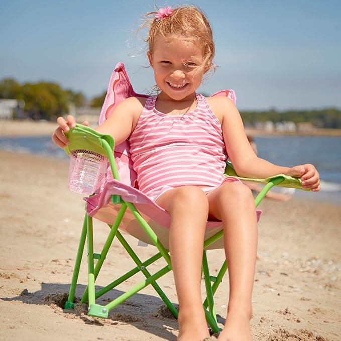 Kids Folding Chair with Butterfly Back, Cup Holder and Storage Bag