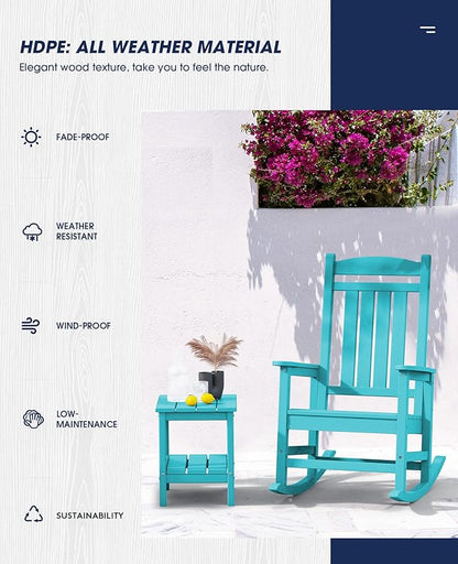 Rocking Chairs, 2-Pack in Aruba Blue, Weather-Resistant HDPE