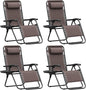 Homall Zero Gravity Chair Patio Folding Lawn Outdoor Lounge Gravity Camp Reclining Lounge Chair with Cup Holder Pillows for Poolside Backyard and Beach Set of 4 (Brown)