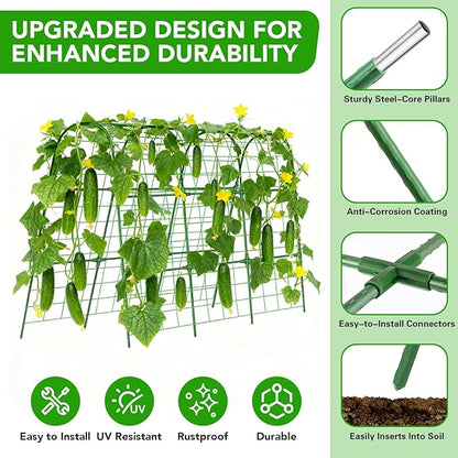 Cucumber Trellis for Raised Bed, U-Shape Garden Trellis for Climbing Plants Outdoor, Metal Arch Vegetables Trellis, Plant Support for Grape Vine Beans Squash Peas Flower
