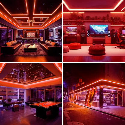 AC 110V COB LED Strip Lights Outdoor Waterproof 65.6ft, Red Super Bright 200W LED Rope Light, IP65 Flexible Cuttable, for Bedroom Garden Commercial House Gaming Room Decor