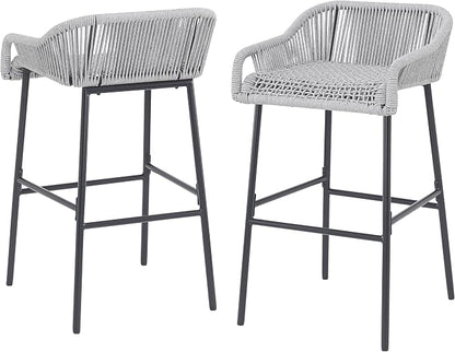 Christopher Knight Home Sivir Outdoor Barstool Set of 2, Patio Woven Rope Bar - Image 9