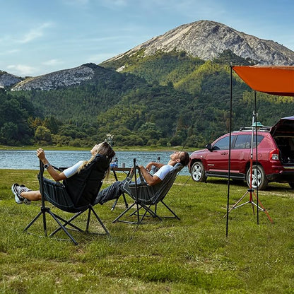 TIMBER RIDGE Hammock Camping Chair with Adjustable Backrest, Heavy Duty Folding Hammock Chair Supports 300lbs, Portable Hammock Chair for Camping, Travelling and Patio, Tan 2 Pack
