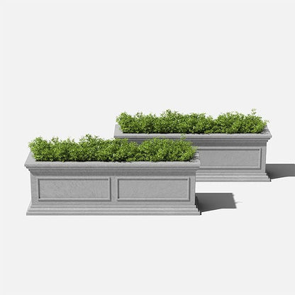 Veradek Brixton Window Box Plastic Planter - Large Rectangular Planter for Outdoor Balcony/Windowsill | Crack-Resistant All-Weather | Classic Estate Design for Flowers, Herbs, Succulents