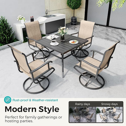 Pamapic Textilene Outdoor Dining Chair 1 Piece, Perfect for Garden, Backyard, Poolside, Patio, Beige