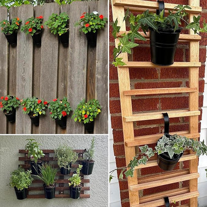 20 Pack 4 Inch Railing Hanging Planter, Black Small Hanging Bucket Planters, Metal Hanging Flower Pots, Metal Railing Bucket for Outdoor, Balcony, Fence, and Porch with Detachable Handles