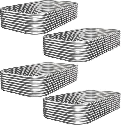 4 PCS 4x2ft Galvanized Raised Garden Bed Outdoor, Metal Garden Bed for Vegetables, Above Ground Garden Box for Flower, Steel Raised Beds for Gardening