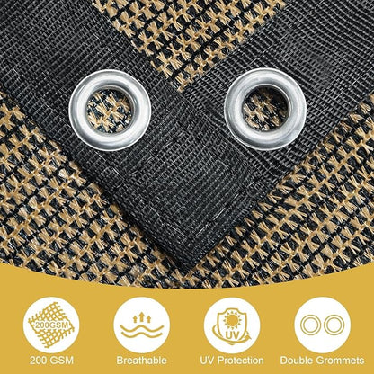 Shade&Beyond 90% Sun Shade Cloth with Grommets, 8' X 12' Pergola Shade Cover Canopy, Mesh Tarp Sun Screens for Patio, Outdoor, Garden, Backyard, Mocha