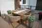 PURPLE LEAF 7 Pieces Outdoor Dining Set with Patio Aluminium Dining Table and Wicker Chairs Modern Furniture Cushions Sets for Backyard Indoor Decor Kitchen Teak