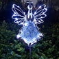 38Inch Angel Solar Lights Outdoor Decorative-Metal&Glass Angel Hydrangea Flower Garden Stake Lawn Light- Waterproof 30 Warm White LED for Remembrance Gifts & Grave Decorations (White)