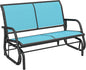 Outsunny 2-Person Outdoor Glider Bench, Patio Double Swing Rocking Chair Loveseat w/Powder Coated Steel Frame for Backyard Garden Porch, Blue