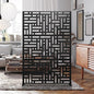 Decorative Fence Privacy Screen, 47 x 72 Inch Black Freestanding Metal Panel