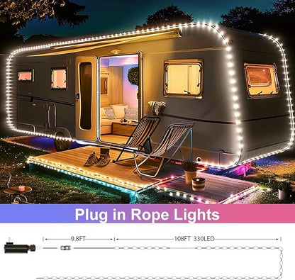 Minetom Rope Lights Color Changing, 16 Colors 108 FT 330 LED String Lights with Remote Timer, Waterproof Christmas String Light for Outside Bedroom Indoor Outdoor Decoration