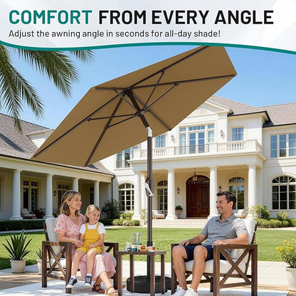 AreShark 7.5FT Patio Umbrella Table Market Umbrella with 6 Sturdy Ribs, Button Tilt/Crank, Heavy-Duty Outdoor Umbrellas for Pool, Deck, Garden and Backyard, Khaki