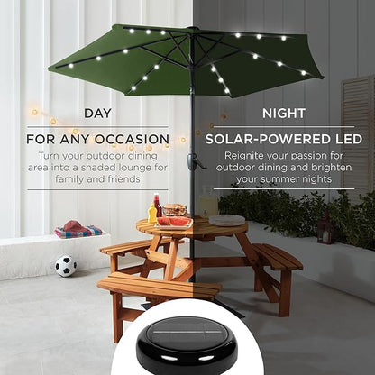 Best Choice Products 7.5ft Outdoor Solar Market Table Patio Umbrella for Deck, Pool w/Tilt, Crank, LED Lights - Fern