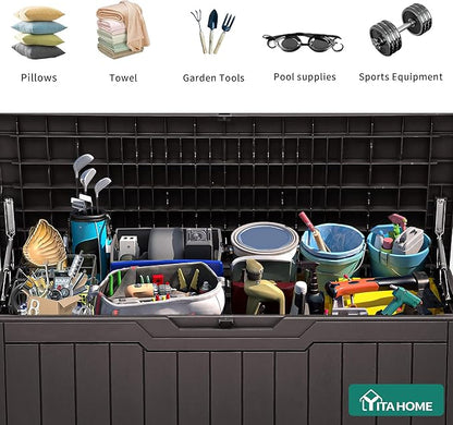 Deck Box 80 Gallon Resin Lockable Storage, Dark Brown
