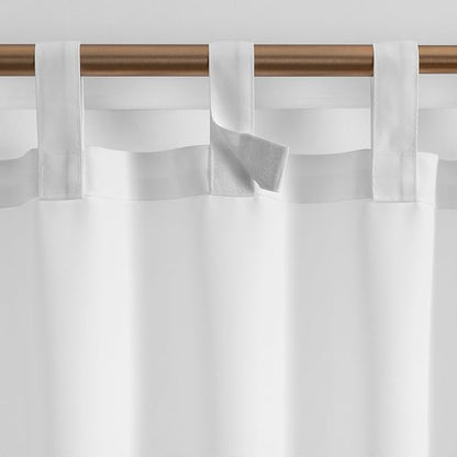 Elrene Home Fashions Matine Weatherproof Tab-Top Indoor/Outdoor Solid Color Curtain Panel for Porch, Pergola, Patio, Deck, 52”W x 95”L, White