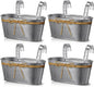 Hicarer 4 Pcs Metal Hanging Flower Pots, 10.6 Inch Vertical Grained Metal Color Outdoor Hanging Planters Window Plant Holder with Detachable Hooks for Railing Fence Balcony Garden Yard