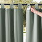 NICETOWN 2 Panels Outdoor Sage Green Curtainss Waterproof for Patio, Detachable Sticky Tab Top Weighted Blackout Sun & Rain Block Window Treatment, Privacy for Gazebo/Porch, W52 x L84