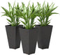 Outsunny 28 Inch Tall Planters for Outdoor Plants, Set of 3 Plastic Flower Pots with Marble Finish and Drainage Holes, Stackable Tapered Large Planters for Indoor Plants, Front Porch Decor, Brown