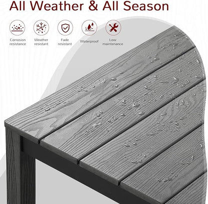 Stoog All-Weather Patio Dining Table for 6, Outdoor HIPS & Aluminum Frame Dining Table with 350 lbs Weight Capacity, Umbrella Hole, Grey